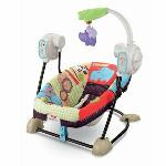 Portable Travel Swing

•Space Saver Swing & Seat rental offers an infant seat & swing in one convenient product

•Features include: soothing vibrations, 5 swing speeds, 2 position recline, removable toy bar, music & sound effects, 5 point harness 

•Travel swing has built in handles for portability.